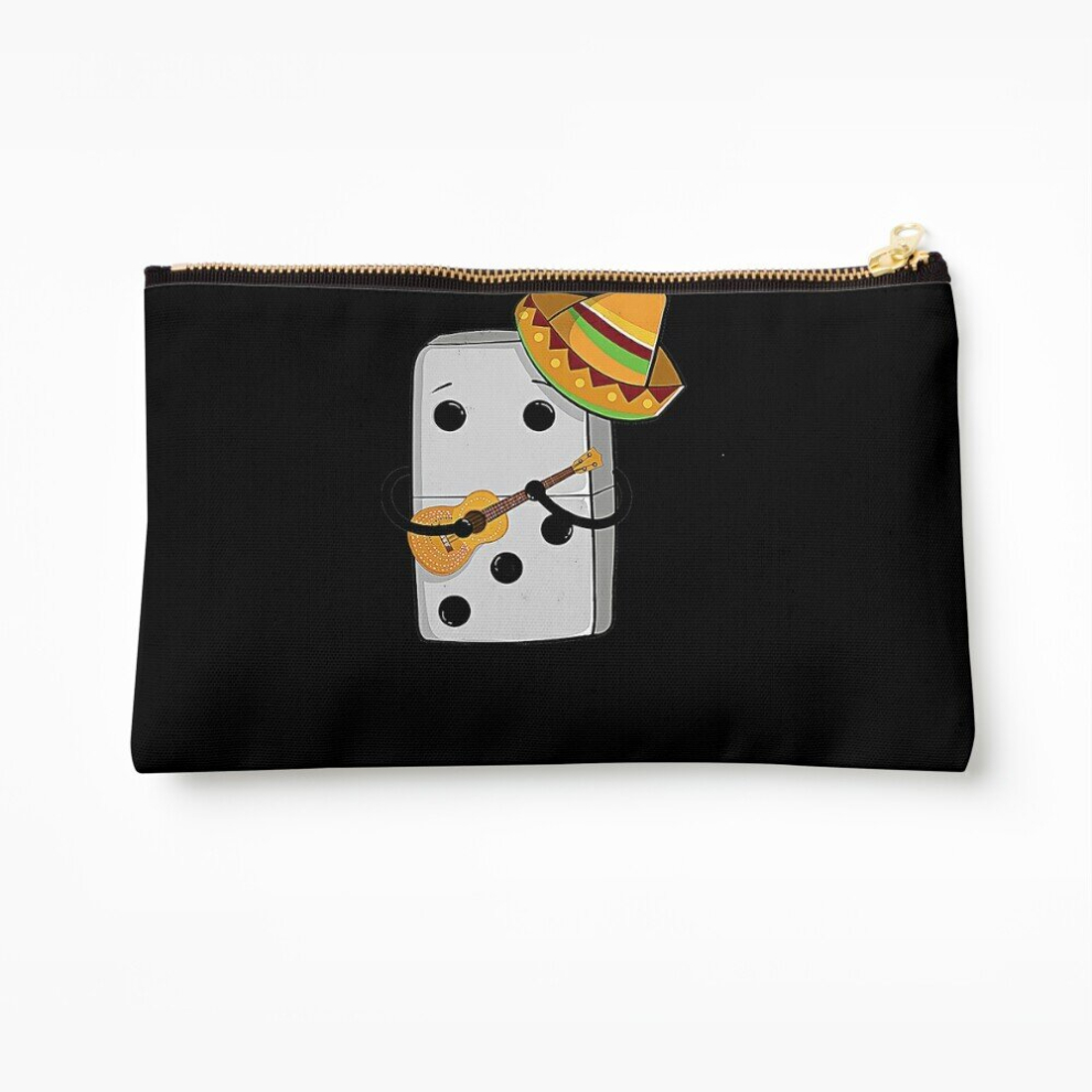 Whibos Makeup Bag Mexican Train Dominoes Funny With Guitar And Sombrero Print Cosmetic Organizer Tyvek Paper Bags Zipper Pouch