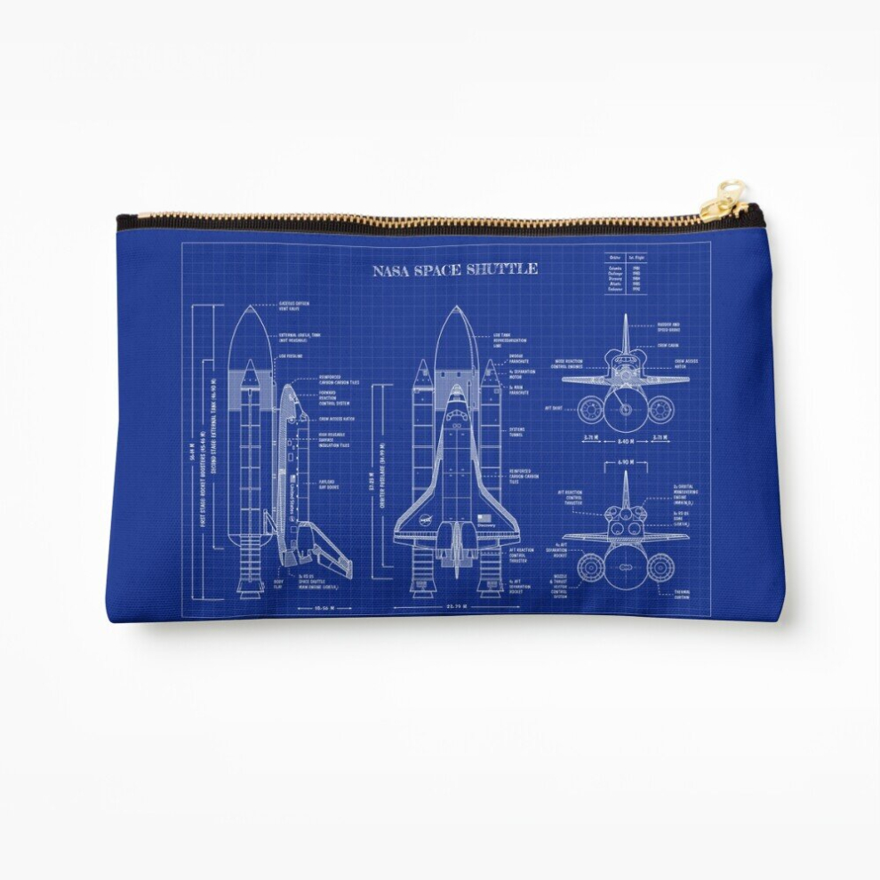 Whibos Makeup Bag Nasa Space Shuttle (Blueprint) Cosmetic Organizer Tyvek Paper Bags Zipper Pouch