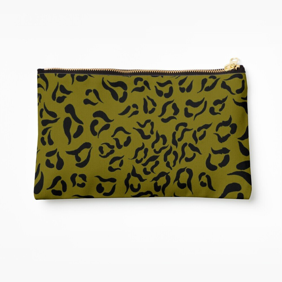 Whibos Makeup Bag Leopard Olive Cosmetic Organizer Tyvek Paper Bags Zipper Pouch