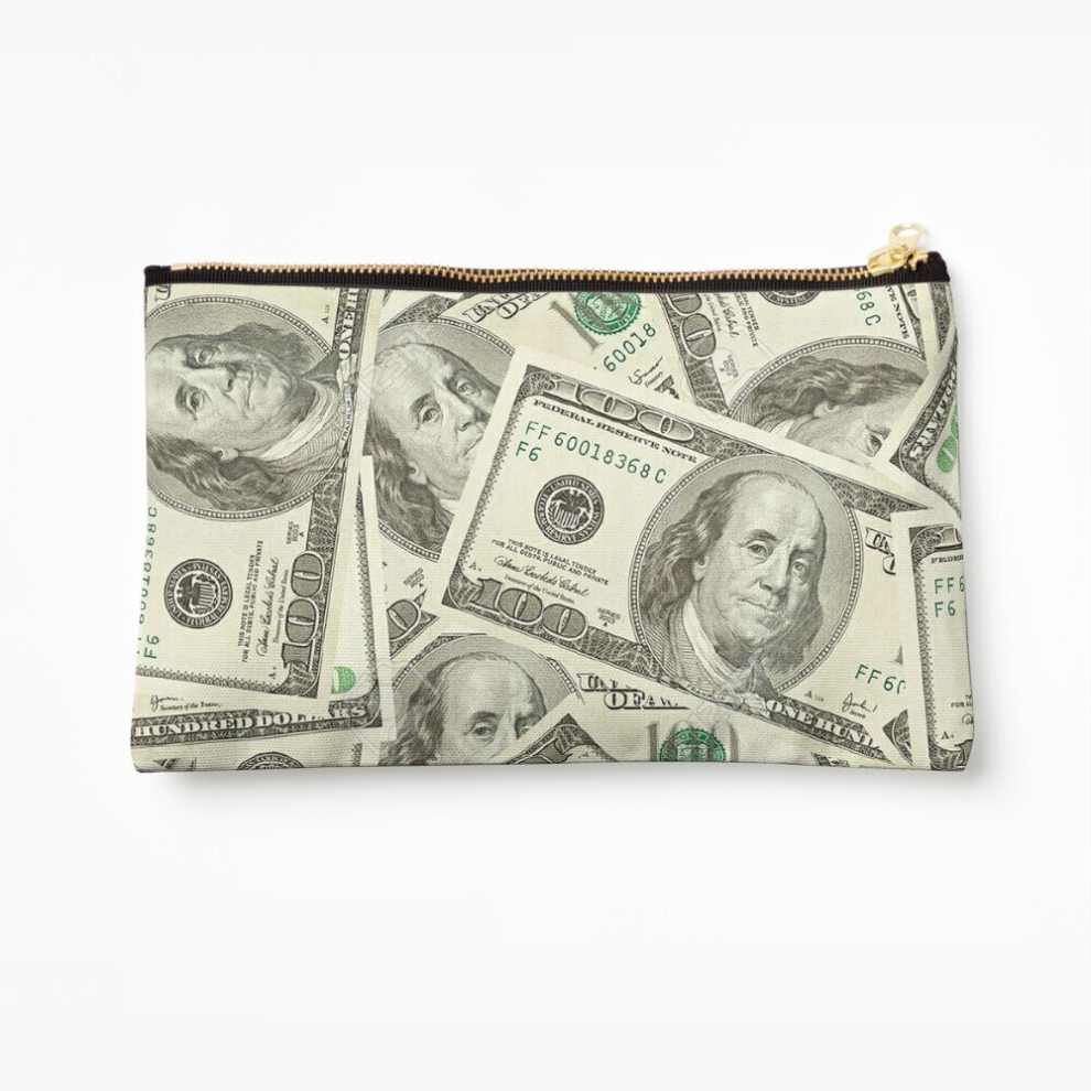 Whibos Makeup Bag 100 Dollar Bills Cosmetic Organizer Tyvek Paper Bags Zipper Pouch