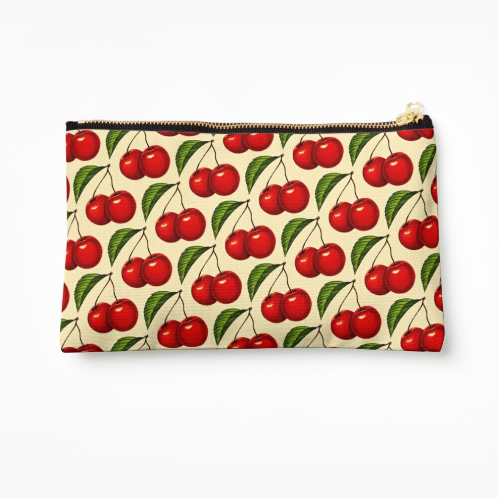 Whibos Makeup Bag Cherry Pattern Cosmetic Organizer Tyvek Paper Bags Zipper Pouch