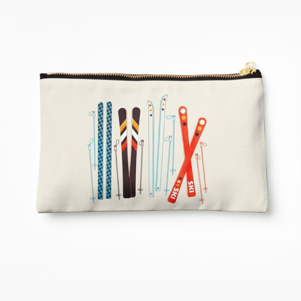 Whibos Makeup Bag Colorful Retro Ski Illustration Cosmetic Organizer Tyvek Paper Bags Zipper Pouch
