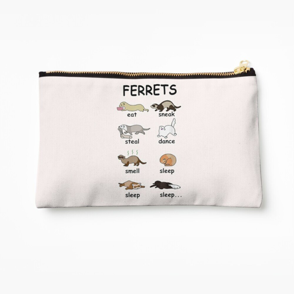 Whibos Makeup Bag Ferrets Eat Sneak Steal Dance Smell Sleep Cosmetic Organizer Tyvek Paper Bags Zipper Pouch