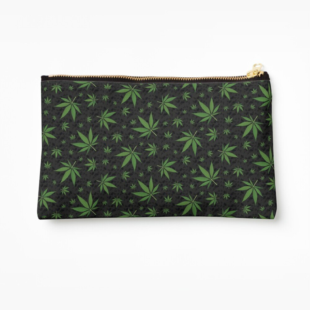 Whibos Makeup Bag Weed Leaf Pattern Cannabis Marijuana Pot Leaf Pattern Cosmetic Organizer Tyvek Paper Bags Zipper Pouch