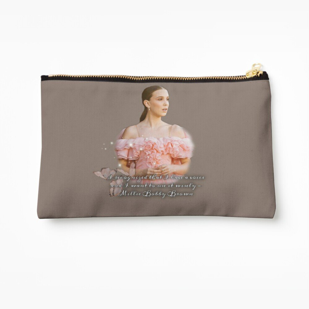 Whibos Brown Makeup Bag Millie Bobby Cosmetic Organizer Tyvek Paper Bags Zipper Pouch