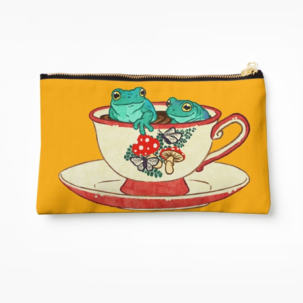 Whibos Makeup Bag Tea Cup Frogs Cosmetic Organizer Tyvek Paper Bags Zipper Pouch