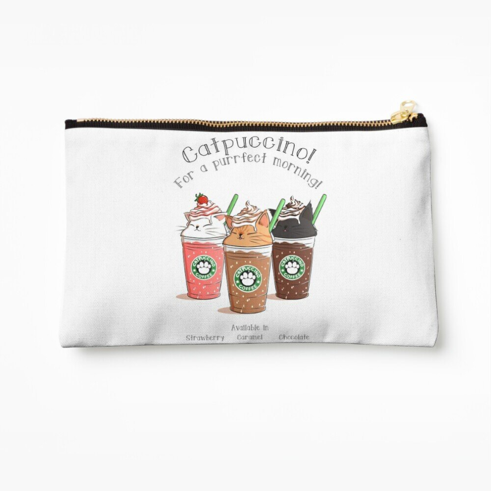 Whibos Makeup Bag Catpuccino! For A Purrfect Morning! Cosmetic Organizer Tyvek Paper Bags Zipper Pouch