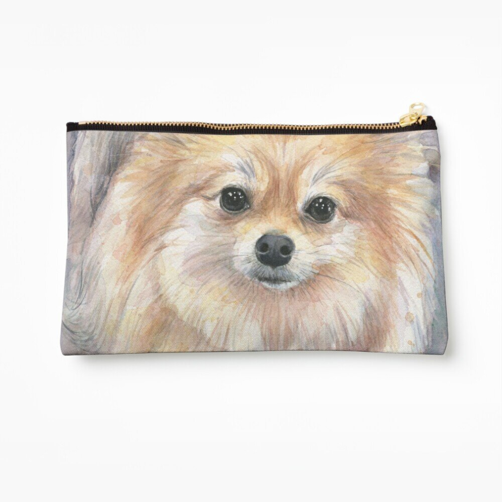 Whibos Makeup Bag Pomeranian Watercolor Portrait Cosmetic Organizer Tyvek Paper Bags Zipper Pouch
