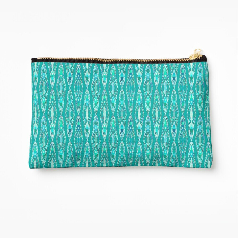 Whibos Turquoise Makeup Bag Tribal Batik - And Aquamarine Cosmetic Organizer Tyvek Paper Bags Zipper Pouch