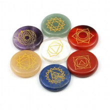 Set of 7 stones Reiki Chakra Healing Stones Chakra Case,7 Chakra Stones with Engraved Chakra Symbols 25mm