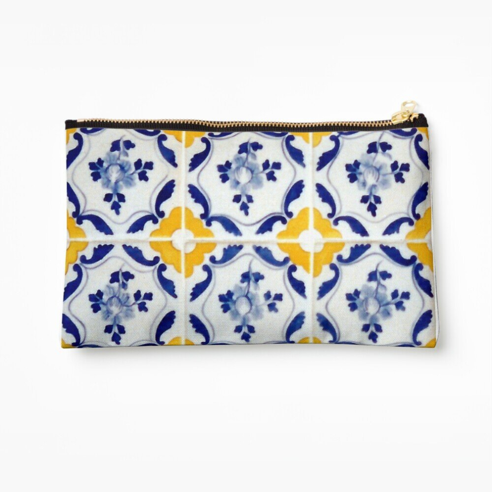 Whibos Makeup Bag Portuguese Blue And Yellow Tiles Cosmetic Organizer Tyvek Paper Bags Zipper Pouch