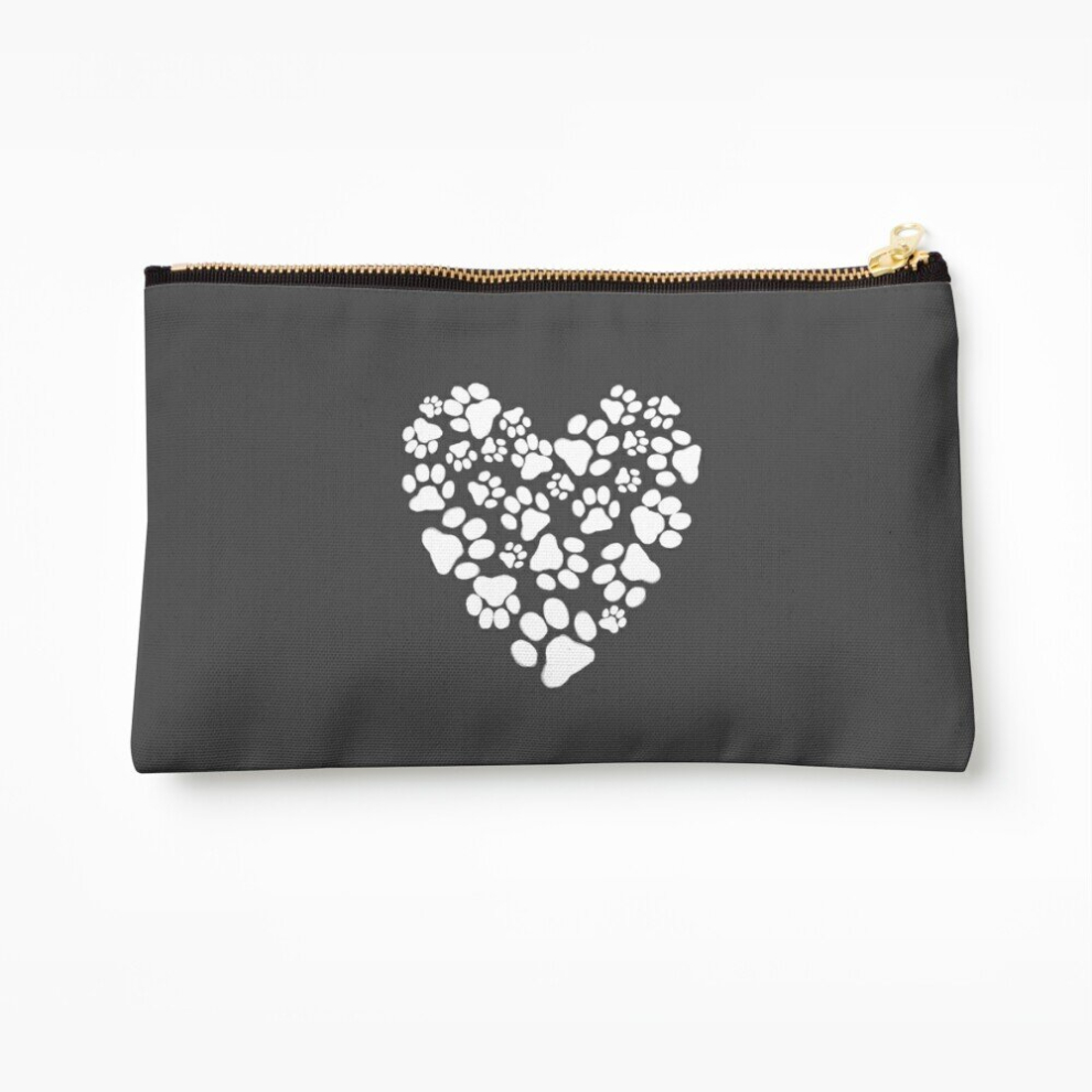 Whibos Makeup Bag Dog Or Cat Paw Prints Heart Cosmetic Organizer Tyvek Paper Bags Zipper Pouch