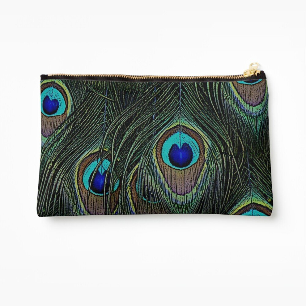 Whibos Makeup Bag Peacock Feathers, Bird Lover Gifts, Cool Bird Outfits, Beautiful Feather Patterns Cosmetic Organizer Tyvek Paper Bags Zipper Pouch