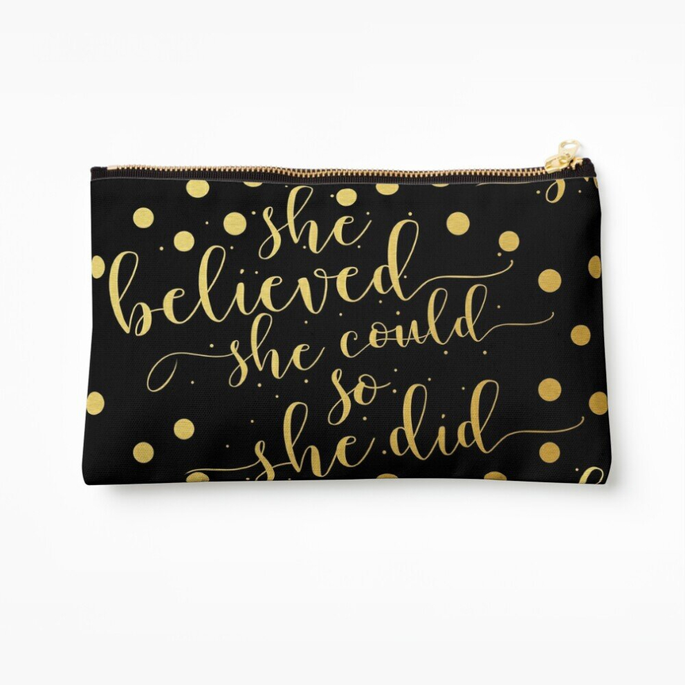 Whibos Makeup Bag She Believed She Could So She Did... Life Inspirational Quote (Modern Style) Cosmetic Organizer Tyvek Paper Bags Zipper Pouch