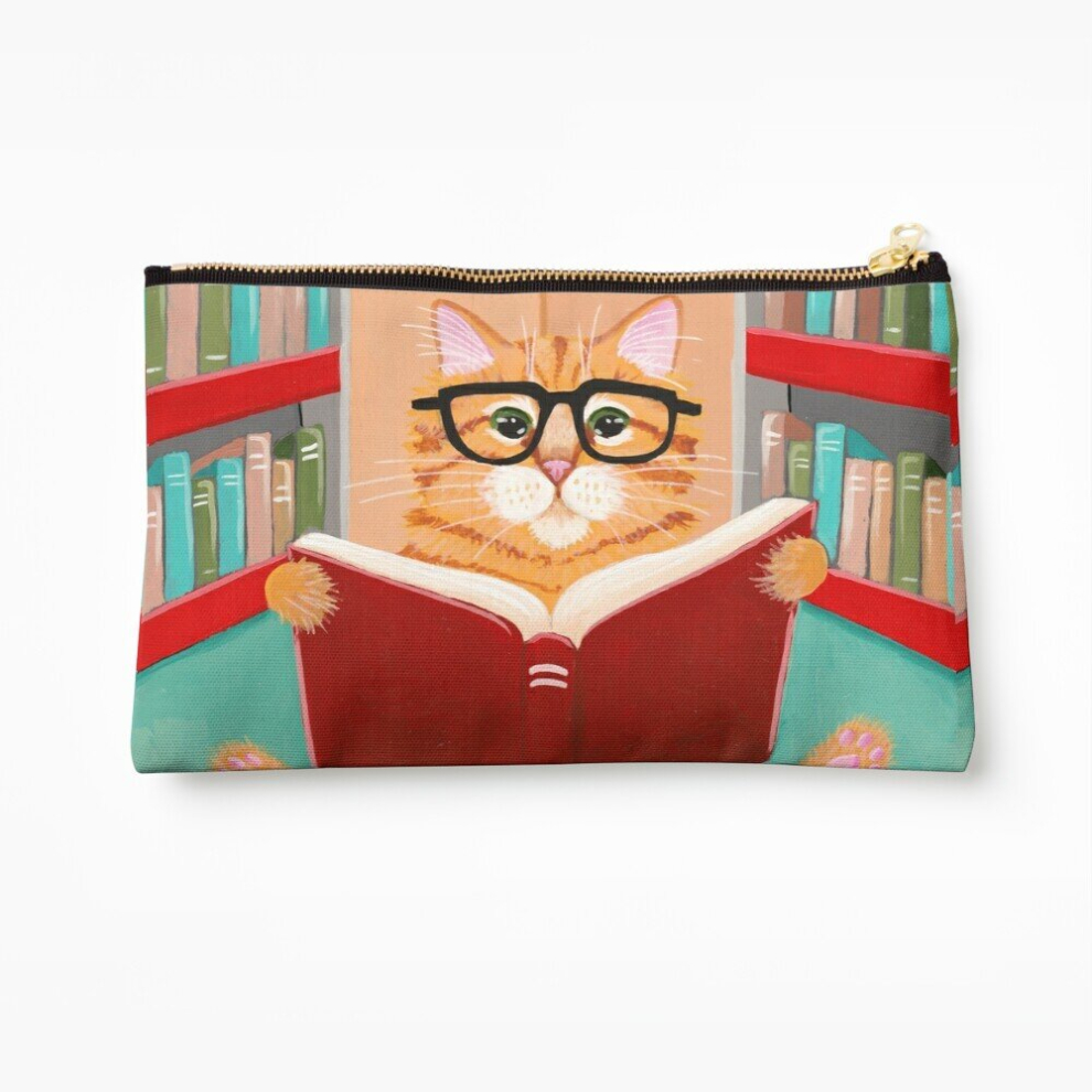 Whibos Makeup Bag The Library Cat Cosmetic Organizer Tyvek Paper Bags Zipper Pouch