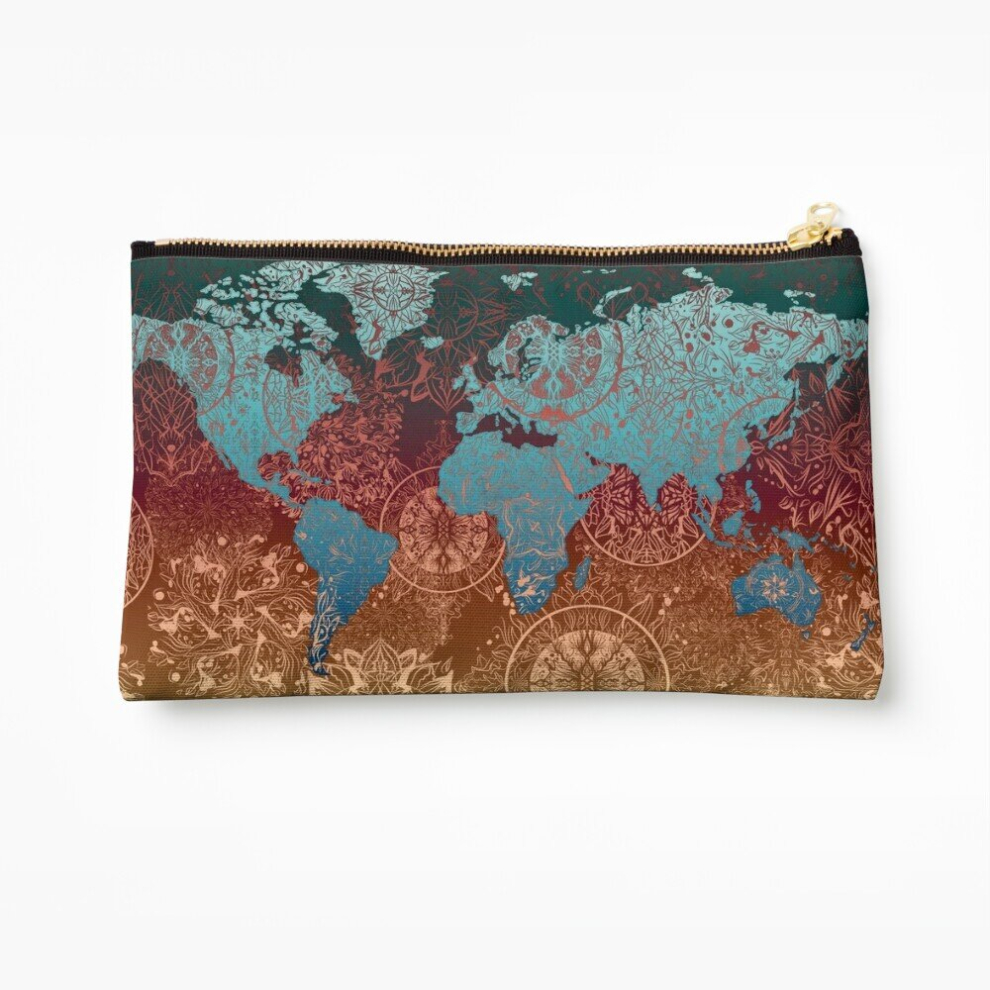 Whibos Makeup Bag World Map Mandala 4 Cosmetic Organizer Tyvek Paper Bags Zipper Pouch