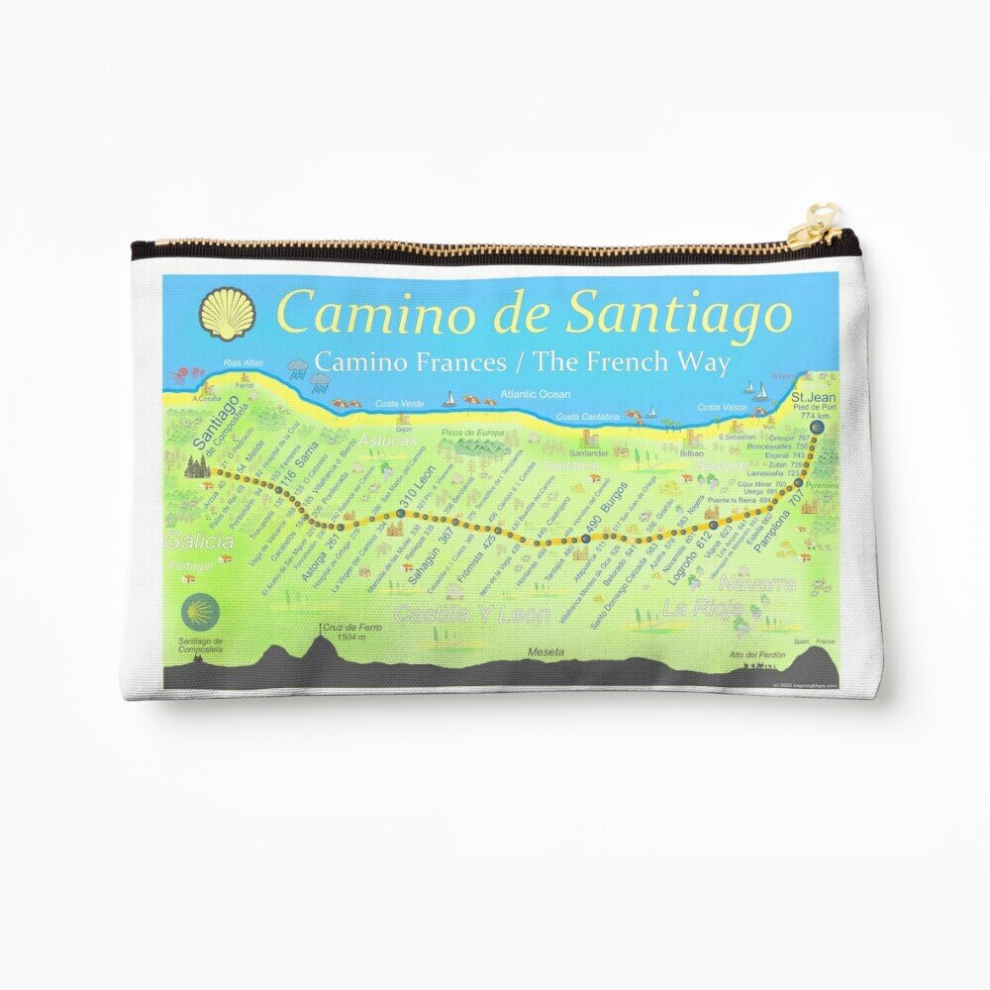 Whibos Makeup Bag Camino De Santiago - Camino Frances / The French Way Cosmetic Organizer Tyvek Paper Bags Zipper Pouch