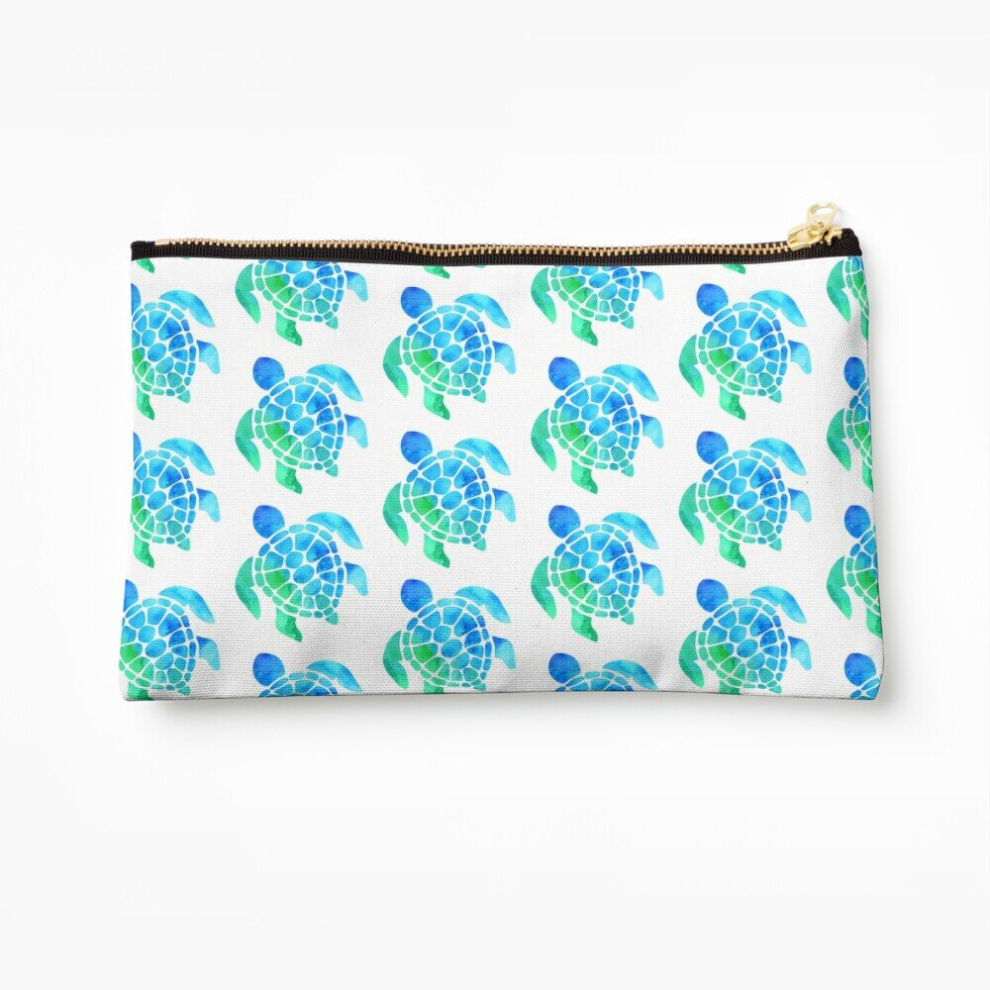 Whibos Blue/Green Makeup Bag Turtle Cosmetic Organizer Tyvek Paper Bags Zipper Pouch