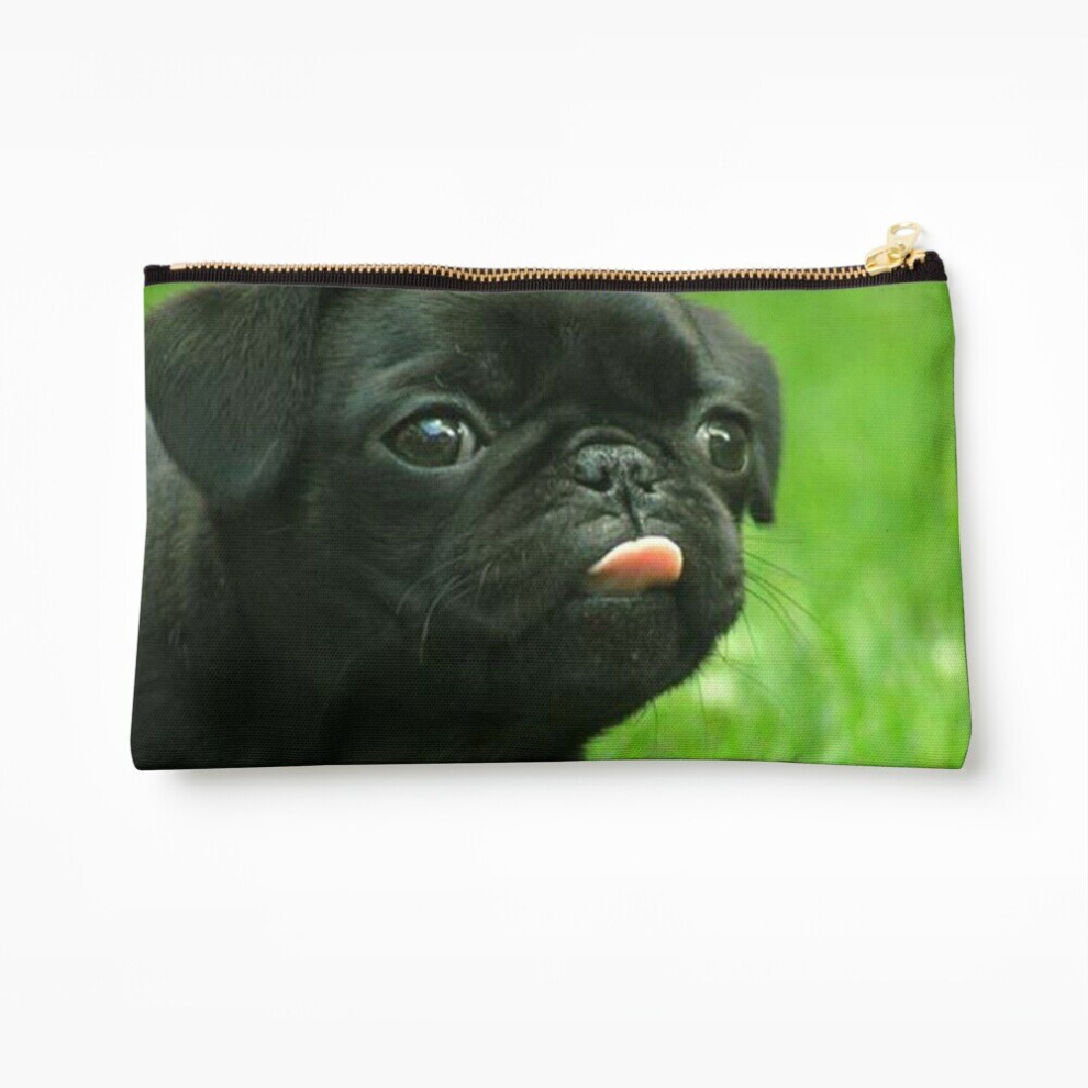 Whibos Black Makeup Bag Pug Cosmetic Organizer Tyvek Paper Bags Zipper Pouch