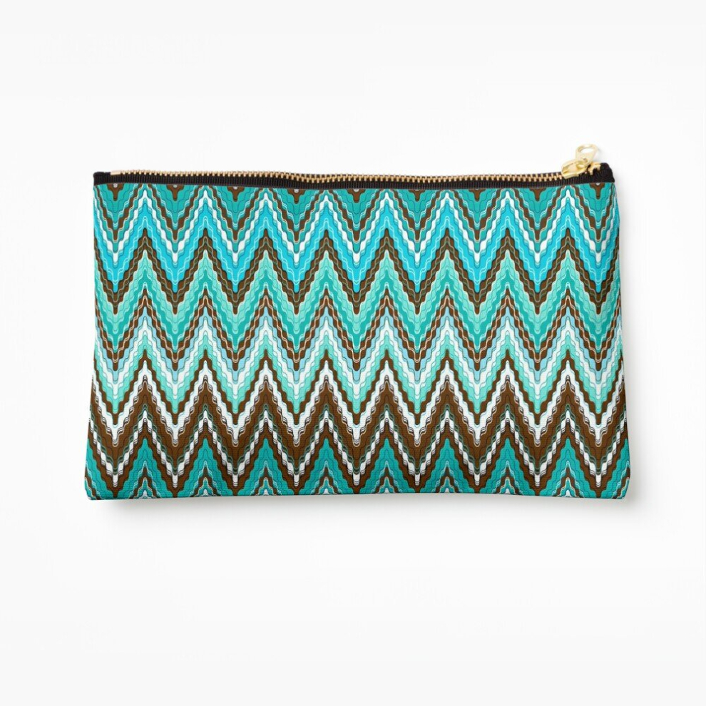 Whibos Blue Makeup Bag -Ish Zig Zag Abstract Pattern Cosmetic Organizer Tyvek Paper Bags Zipper Pouch