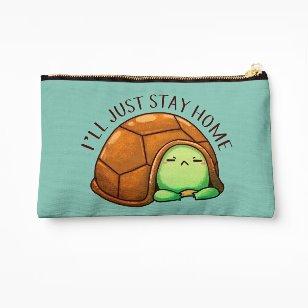 Whibos Makeup Bag Negative Turtle: I'll Just Stay Home Cosmetic Organizer Tyvek Paper Bags Zipper Pouch