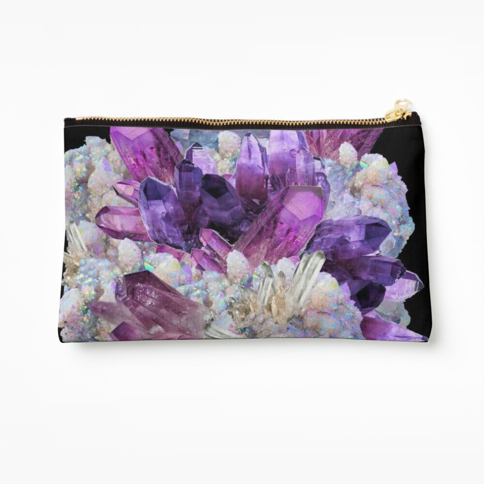Whibos Makeup Bag Amethyst Crystals Druzy Quartz Cosmetic Organizer Tyvek Paper Bags Zipper Pouch