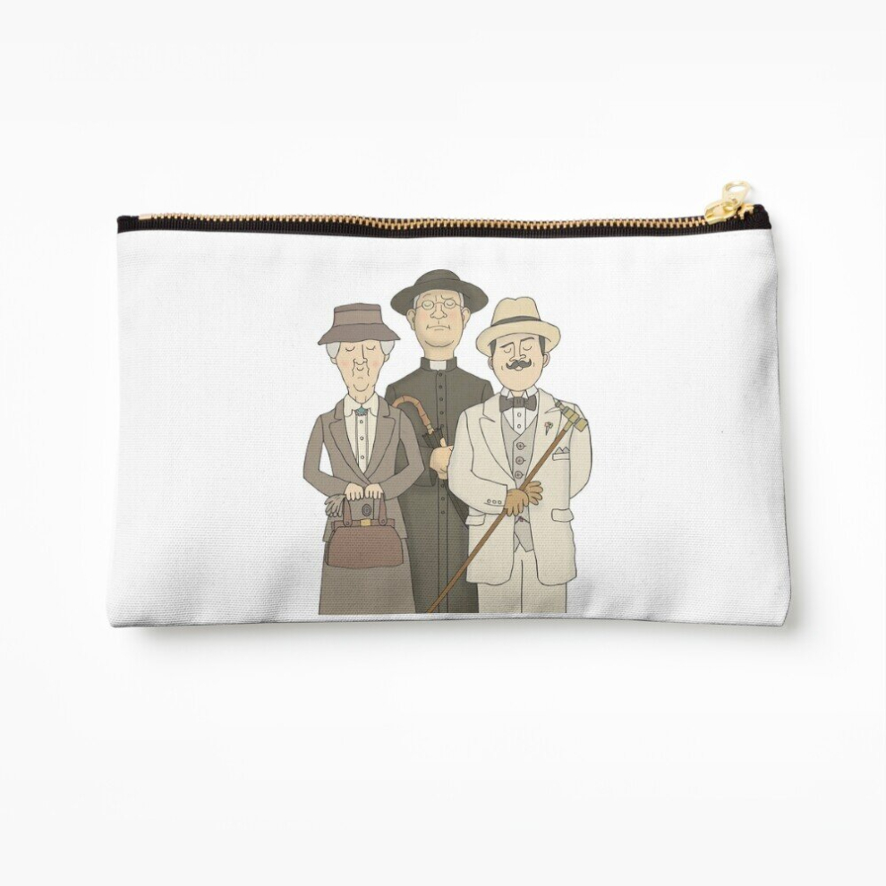 Whibos Makeup Bag Poirot, Marple And Father Brown Cosmetic Organizer Tyvek Paper Bags Zipper Pouch