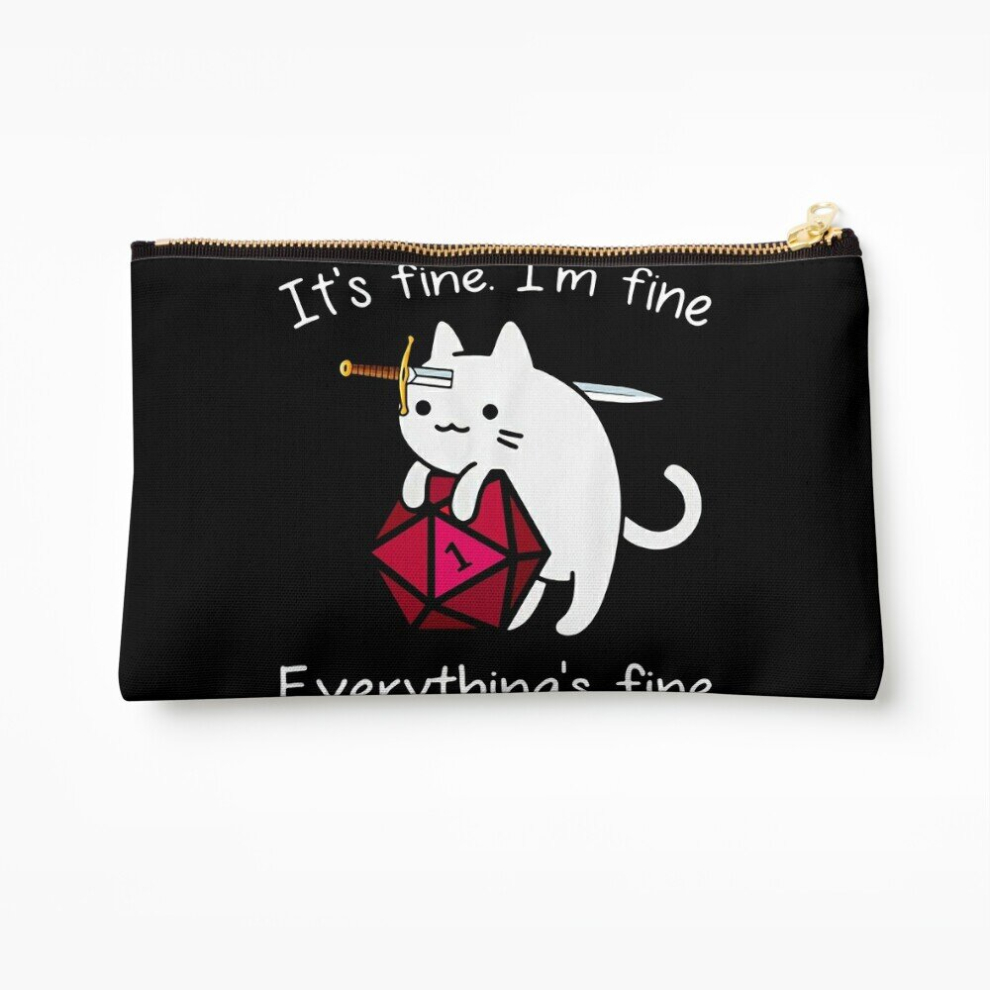 Whibos Makeup Bag It's Fine. I'm Fine. Everything Is Fine Cat Dice Cosmetic Organizer Tyvek Paper Bags Zipper Pouch