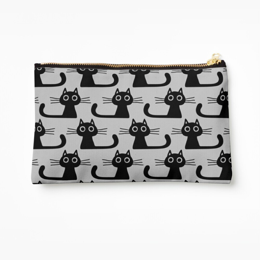 Whibos Black Makeup Bag Cutie Kitty Cat Wide Eyed Kitten Cosmetic Organizer Tyvek Paper Bags Zipper Pouch