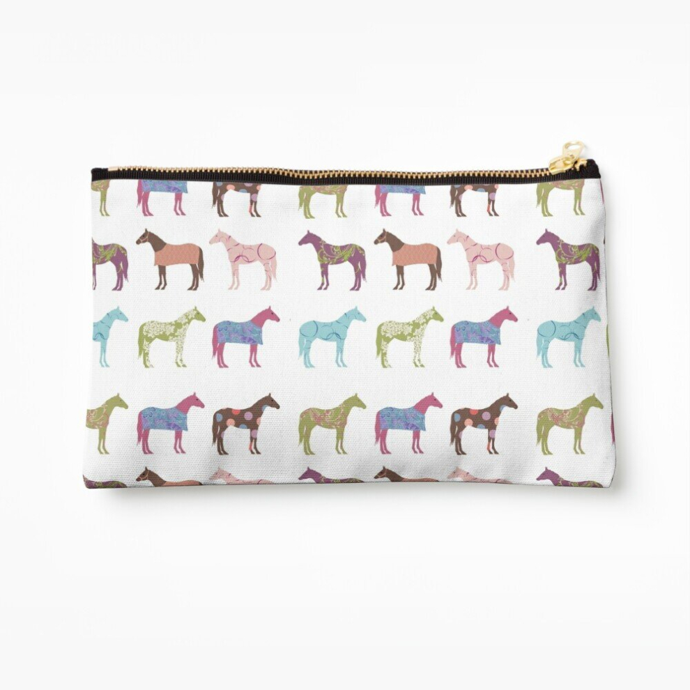 Whibos Makeup Bag Colorful Horse Pattern Cosmetic Organizer Tyvek Paper Bags Zipper Pouch