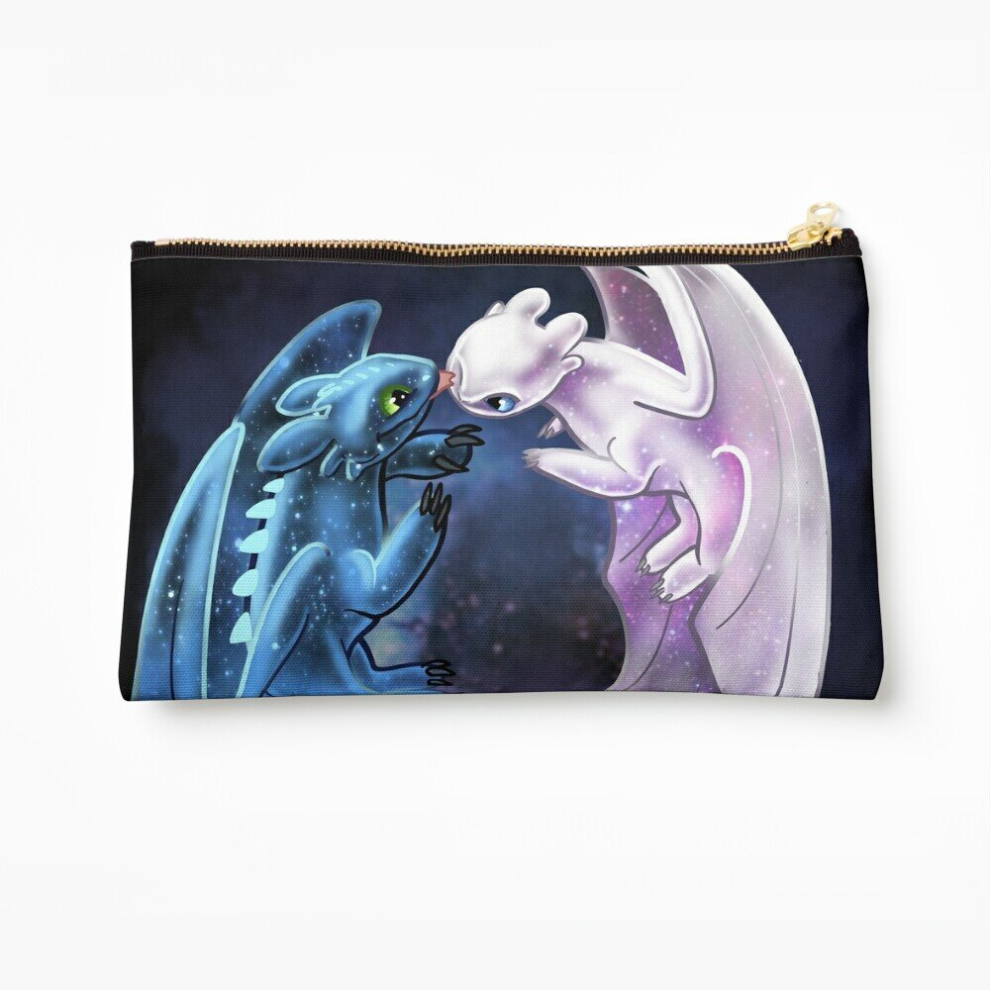 Whibos Light Makeup Bag Dragon Heart - Starry Dragons - Toothless And Fury Cosmetic Organizer Tyvek Paper Bags Zipper Pouch