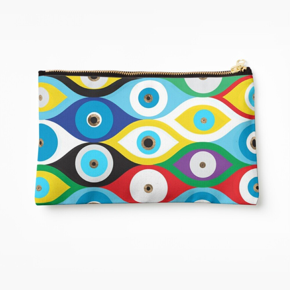 Whibos Makeup Bag Colorful Evil Eye Protection Pattern Cosmetic Organizer Tyvek Paper Bags Zipper Pouch