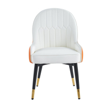(White & Orange ) Set of 2 Modern Leather Dining Chairs PU Leather Home Dining Chairs