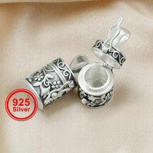 Keepsake Ash Canister Cremation Urn Solid 925 Sterling Silver Wish Vial Pendant Prayer Box Antiqued Silver 11x22MM 1190047