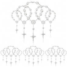 20Pcs Baptism Rosary Bracelet Catholic Holy Communion Silver Crucifix Pendants Bracelet Prayer Beads for Baptism