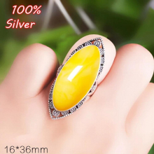 925 Sterling Silver Adjustable Ring Blank Settings Fitting 16*36mm Oval Cabochons Tray Jewelry Making