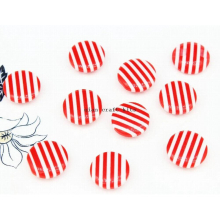 300pcs medium 16mm Resin red Striped Flat Round Cabochons, Striped Button bright candy shank buttons