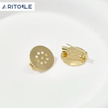 copper plated 14k disc perforated tray pin accessories brooch empty tray diy beading accessories