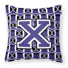 Letter X Football Purple & White Fabric Decorative Pillow - Purple & White - 14in. H x 3in. W x 14in. L