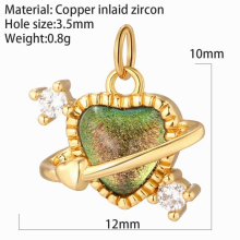 Heart Gem Crystal Charms for Jewelry Making Supplies Real Plated Cubic Zirconia Diy Necklace Earring Bracelet