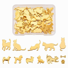 60pcs/box Alloy Cabochons For DIY UV Resin Epoxy Resin Pressed Flower Jewelry Mixed Shapes Golden 11x11x0.8mm