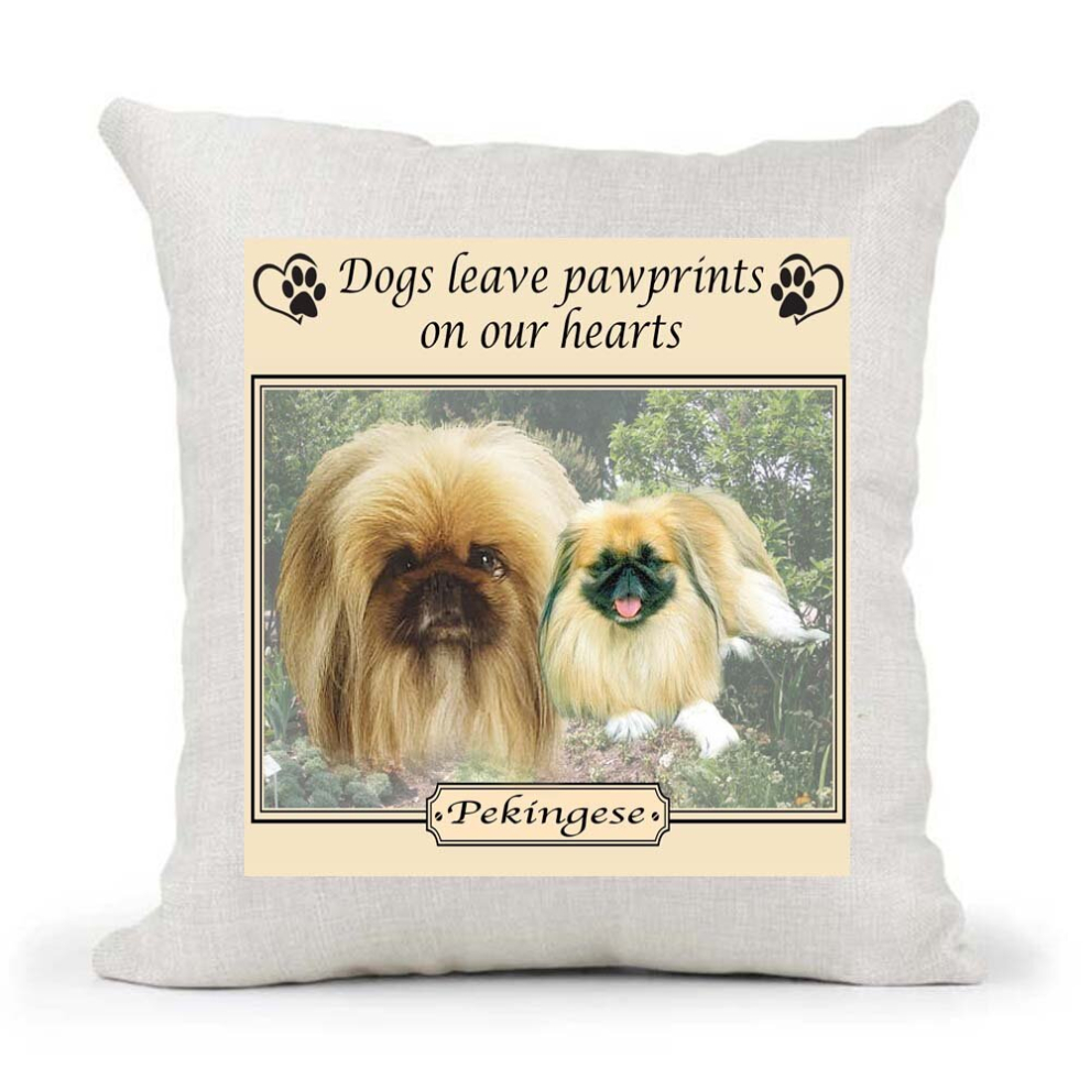 PEKINGESE Dogs Leave Pawprints on our Hearts Cushion Cover Gift-image-OPC-PCTPTGH-NEW