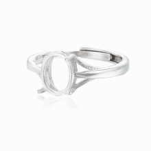 Ring Base for 7x9mm Oval Cabochons Ring Setting Plated 925 Silver Adjustable Ring Blank SR0150