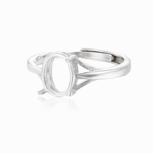 Ring Base for 7x9mm Oval Cabochons Ring Setting Plated 925 Silver Adjustable Ring Blank SR0150