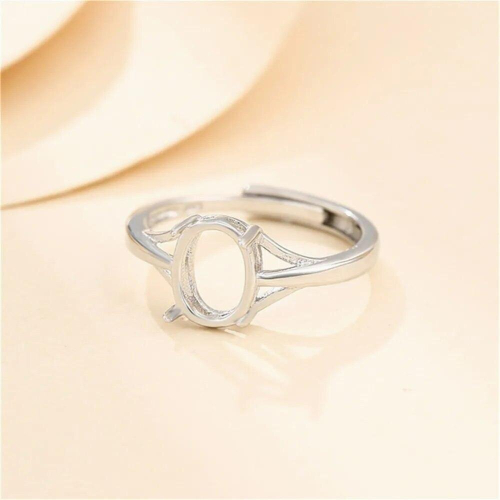 Ring Base for 7x9mm Oval Cabochons Ring Setting Plated 925 Silver Adjustable Ring Blank SR0150 1