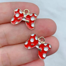 10pcs/lot 18*14mm Enamel Bowknot Charms Red Bow Tie Zinc Alloy KC Tone Pendant Jewelry Making Accessory