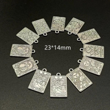 6pcs23*14mm Mix Silver Plated Double Side Tag Witch Divination Tarot Pendant DIY Charm Necklace Bracelet Jewelry Crafts Making
