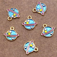 6pcs Enamel Charms Planet Rainbow Whale tail Shell Charms For DIY Jewelry Earrings Making Accessories
