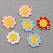 6pcs Colorful Animal Unicorn, whale, rabbit, smiley flower Pendant Enamel Necklace Bracelet DIY Jewelry Making Accessories