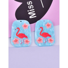 10pcs/Lot Flamingo Pink Heart Stud Arcylic Charms for DIY Earring Keychain Jewelry Making Y2k Accessories